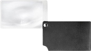 Lupa w formacie karty kredytowej, czarna visoPOCKET 2,5x, etui ze skóry ESCHENBACH