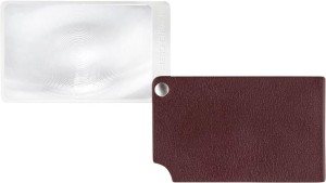 Lupa w formacie karty kredytowej, czerwona visoPOCKET 2,5x, etui ze skóry ESCHENBACH