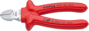 Szczypce tnące boczne, chromowane, izolowane zanurzeniowo 180mm KNIPEX