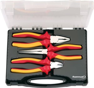 Zestaw szczypiec VDE, chromowane, 3-częściowy FORMAT