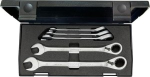 Zestaw kluczy płaskich z grzechotką pierścieniową, przełączalną, 8-19mm, 5-częściowy GEDORE