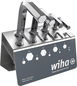 Zestaw kluczy trzpieniowych, kątowych, 01182 w stojaku warsztatowym, niklowanych 2,5x14mm Wiha