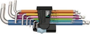 Zestaw kluczy trzpieniowych, kątowych, Multicolor, nierdzewnych 9-częściowy Wera