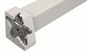 PCHPRS 25-34-Perpendicular shank tools that mount pentagonal inserts for machining next to long central shaft. The inserts are positioned nearly perpendicular to the shanks, slightly tilted to enable machining next to the long central shafts.