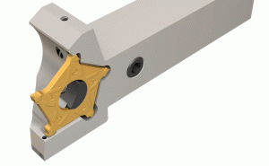 PCHL 20-D22-2-JHP-Tools with channels for high pressure coolant, carrying 5 cutting edged inserts, used for parting and grooving.