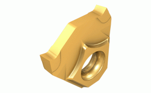 TGV R1.00P-0.05-8D IC1010-Double sided tangential insert with lead angle cutting edge to minimize burr size, intended for parting small parts.