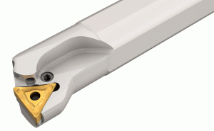A20Q PTFNL-16G-91° lead angle lever lock boring bars carrying negative TNMX or TNMG triangular inserts.