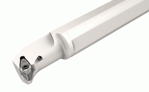 A40U SVLFNR-22-AL-JHP-95° lead angle screw lock boring bars carrying 35° rhombic inserts with 7° clearance.