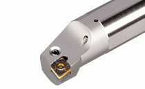 A16M PCLNL-09G-Lever lock boring bars carrying negative CNMX/CNMG 80° rhombic inserts, for heavy internal turning applications.