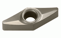VNMM 12T308-PP IC20-Single-sided 35° rhombic inserts with a positive rake angle and sharp, positive-radial edge. Used for machining very ductile materials like aluminum alloys, soft, low carbon steel, stainless steel, and high temperature alloys.