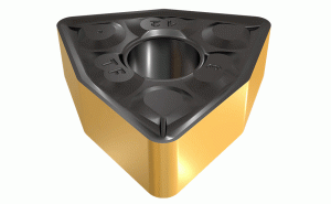WNMG 080412-TF IC507-Double-sided trigon insert, positive rake angle that varies along the edge to negative in order to prevent chipping. Special design reduces cratering. Used for carbon and alloy steel, stainless steel and high temp. alloys.