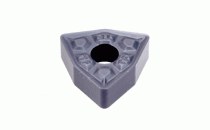 WNMG 06T308-TF IC20N-Double-sided trigon insert, positive rake angle that varies along the edge to negative in order to prevent chipping. Special design reduces cratering. Used for carbon and alloy steel, stainless steel and high temp. alloys.