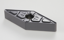 VNMG 160408-TF IC907-Double-sided, 35° rhombic insert, positive rake angle that varies along the edge to negative in order to prevent chipping. Special design reduces cratering. Used for carbon and alloy steel, stainless steel and high temp. alloys.