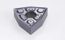 WNMG 080404-TF IC907-Double-sided trigon insert, positive rake angle that varies along the edge to negative in order to prevent chipping. Special design reduces cratering. Used for carbon and alloy steel, stainless steel and high temp. alloys.