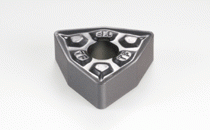 WNMG 06T308-TF IC907-Double-sided trigon insert, positive rake angle that varies along the edge to negative in order to prevent chipping. Special design reduces cratering. Used for carbon and alloy steel, stainless steel and high temp. alloys.