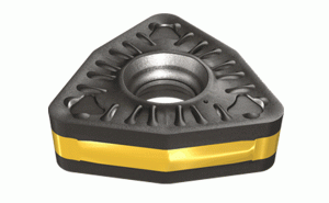 WOMG 130616-R3P-IQ IC8150-Double-sided 7° negative side flank trigon inserts for heavy turning of steel.