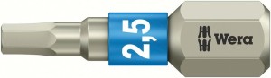 Bit nierdzewny 1/4 DIN3126C6,3 do śrub z łbem z gniazdem sześciokątnym 2,5x25mm Wera