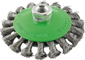 Szczotka stożkowa, drut ze stali nierdzewnej M14 pleciony 115x0,35mm FORMAT