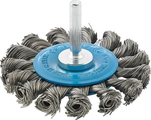 Szczotka tarczowa trzpieniowa, drut pleciony, stalowy 75x6x mm FORMAT