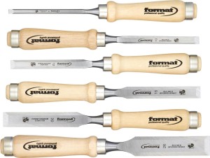 Zestaw dłut płaskich z rękojeścią drewnianą, 6-częściowy FORMAT