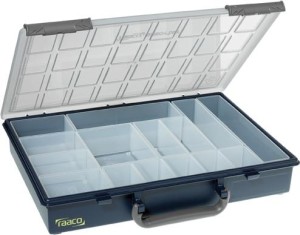 Walizka na drobne elementy z tworzywa sztuczn. Assorter 55 4x8-15, kolor niebieski raaco