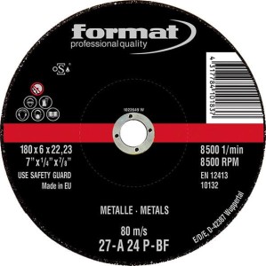 Tarcza ścierna do obróbki zgrubnej, odsadzona do stali i żeliwa 115x6mm FORMAT