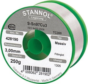 Lut do złączek rurowych 428190 250g Ø3mm Stannol