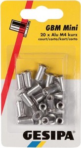 Nitonakrętki aluminiowe w opakowaniu Mini-Pack M4, krótkie GESIPA