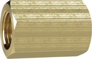 Mufa z gwintem wewn., z mosiądzu G3/8, długość 26mm, rozmiar klucza 22mm RIEGLER