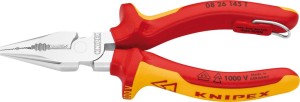 Szczypce uniwersalne ze spiczastymi końcówkami VDE TT z rękojeściami wielokomponentowymi 145mm KNIPEX