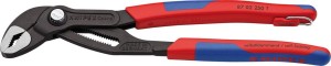 Szczypce nastawne do rur Cobra, polerowane, z uchwytem do mocow i 2-komponentowymi rękojeściami 250mm KNIPEX