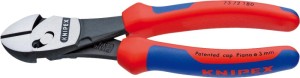 Szczypce tnące boczne o zwiększonym przełożeniu polerowane, z 2-komponentowymi rękojeściami 180mm KNIPEX
