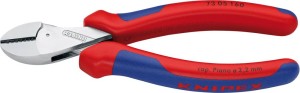 Kompaktowe szczypce tnące boczne, chromowane, z rękojeściami z tworzywa sztucznego 160mm, KNIPEX