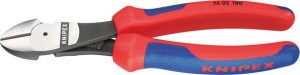 Szczypce tnące boczne o zwiększonym przełożeniu polerowane, z rękojeściami wielokomponentowymi 180mm KNIPEX