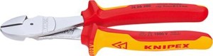 Szczypce tnące, boczne o zwiększonym przełożeniu VDE, z rękojeściami wielokomponentowymi 160mm KNIPEX