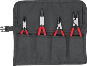 Zestaw szczypiec do pierścieni osadczych, 4-częściowy, w zwijanym etui KNIPEX