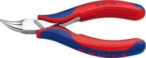 Szczypce chwytające dla elektroników, szczęki płasko-okrągłe,wygięte 115mm KNIPEX