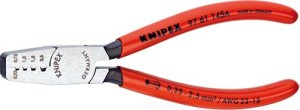 Szczypce do zagniatania tulejek kablowych, z rękojeściami z tworzywa sztucznego mm 0,25-2,5qmm KNIPEX