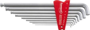 Zestaw kluczy trzpieniowych, kątowych, do śrub z łbem z gniazdem 6-kąt. 100° 1,5-10x mm FORMAT
