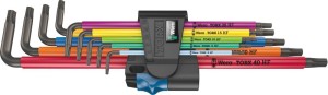 Zestaw kluczy trzpieniowych, kątowych, długich z funkcją przytrzymania Color, 9-częściowy Wera