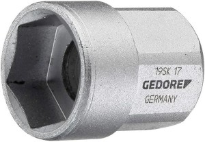 Końcówka wymienna klucza nasadowego, część mocująca 1/2 6-kąt zewn., część robocza 6-kąt wewn. 21x32,5mm GEDORE