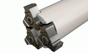 TRIB 32-25W-3Z-B-Slitting shanks carrying triple-edged precision ground inserts.