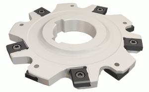 SDN D100-10-32-LN12-Full slot disk type slotting cutters carrying LNET 12 tangentially mounted inserts. Narrow slots save workpiece material. A very effective solution for parting at high speeds quality parts such as bearing caps.