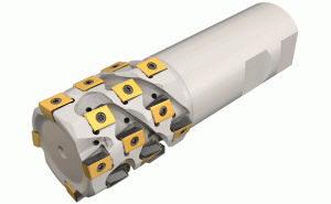 T490 LNMD1.00-11-2-W100-8-Extended Flute Endmills carrying T490 LNMT/HT 08... Tangentially Clamped Inserts.
