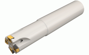 HTP D025-3-L150-C25-LN06-TANGPLUNGE, Side plungers carrying tangentially clamped inserts with 4 cutting edges. 5 mm side plunging capacity and 2.5 mm maximum face milling DOC. Provide excellent side wall surface finish and a flat bottom.