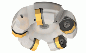 SOF45 D250-12-60-R26-Heavy duty 45° face mills carrying square or octagonal double-sided inserts with 8/16 cutting edges.