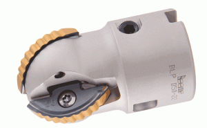 BLP D50-22-Three flute fully effective 240° ball nose cutters with shell hole adaptation, carrying double-sided inserts. Designed for roughing, semi finishing and finishing at high feed rates.