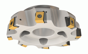 T490 FLN D160-07-40R-22ST-HELITANG T490 Line, 90° face mills carrying T490 LNMT 2212  tangentially clamped inserts with 4 helical 21 mm long cutting edges.