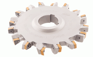 SDN D5.0-0.62-12-XN13-Full slot disk type slotting cutters carrying XNMU 1306 square inserts with 4 right- and 4 left-hand cutting edges.