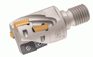 P290 ACK D32-3-24-M16-12-Extended flute endmills with a FLEXFIT threaded adaptation carrying 12 mm long edged inserts.